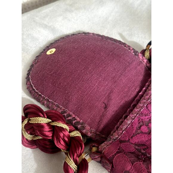 Vintage Donna Karan Collection Burgundy Lace Purse Boho Chic Whimsygoth - Picture 12 of 14